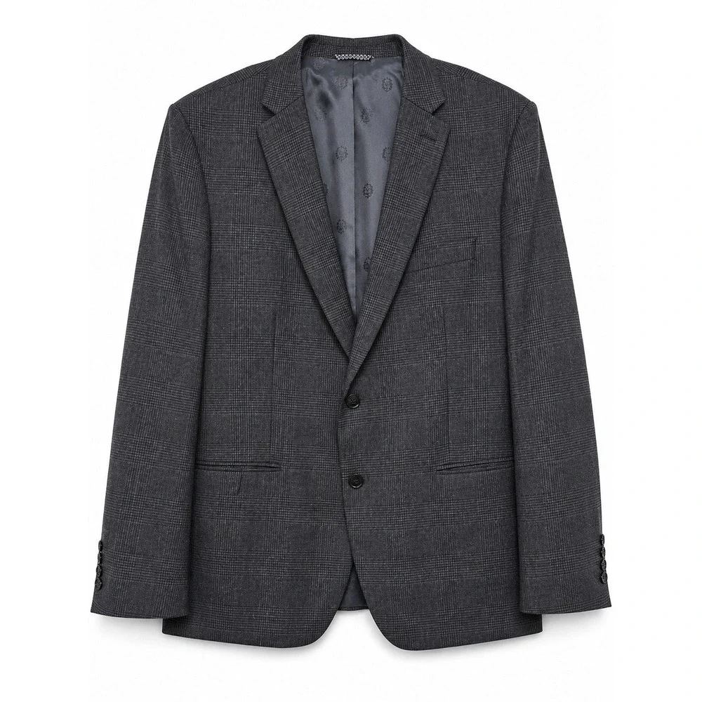 Lauren Ralph Lauren 48R Gray Plaid Wool Linen Blend Sport Coat Blazer 25x31